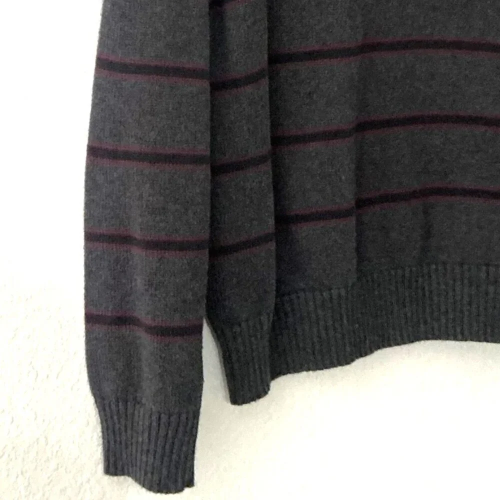 Vintage Covington Men's Grey Striped Crewneck Sweater Knit Pullover Size Large